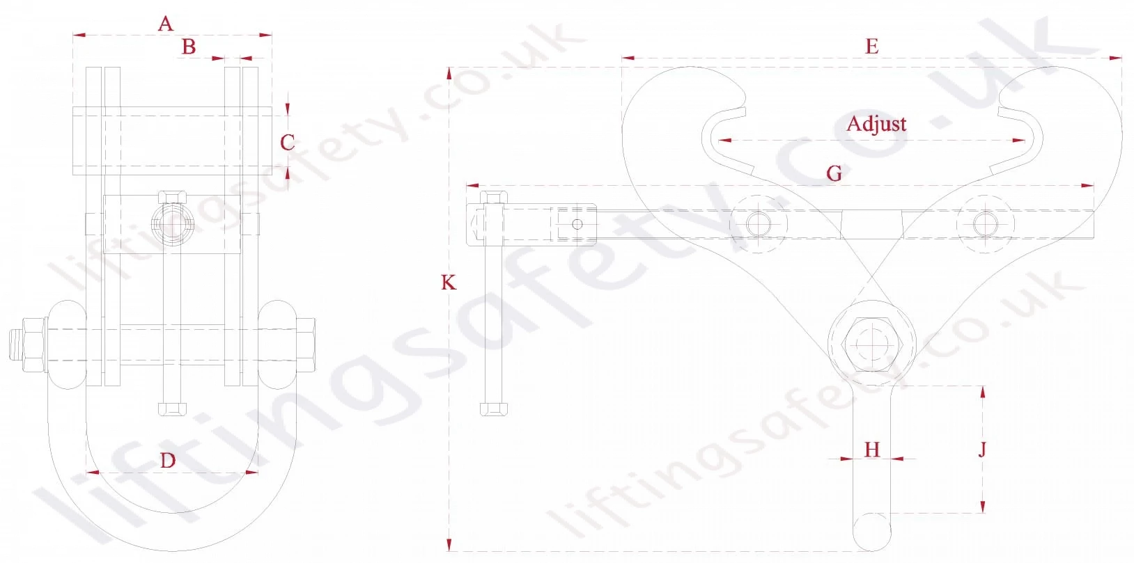 Superclamp Fixed Jaw Beam Clamp Dimensions