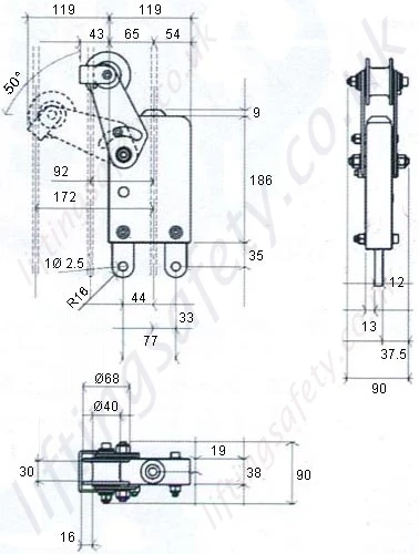 Inclined Position Device Dimensional Drawing