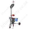 Single seat temporary suspended seat with integrated Tirak hoist and Blocstop safety device.