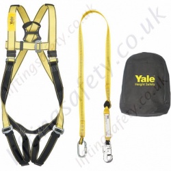 Yale "Kit 2" (Basic Kit) Fall Arrest Kit with Single Point Harness and 2m shock Absorbing Lanyard with Screwgate Karabiners and a Carry Bag