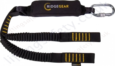 Ridgegear "RGL9" Twin Leg Elasticated Webbing Fall Arrest Lanyard with Shock Absorber. 1.05-1.4m or 1.15-1.8m