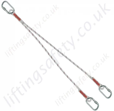 Tractel 'LDF 11' Twin Leg Fixed Length Braided Rope Restraint Lanyard, Available in 1m, 1.5m or 2m lengths