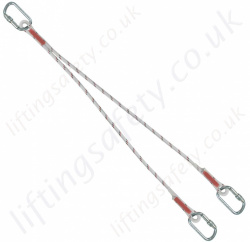 Tractel 'LDF 11' Twin Leg Fixed Length Braided Rope Restraint Lanyard, Available in 1m, 1.5m or 2m lengths