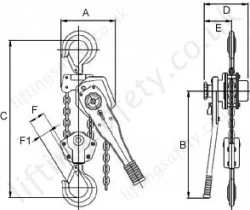 SS11 6 tonne Subsea Lever Hoist Dimensions