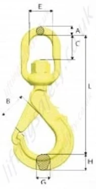 GrabiQ LBK Swivel Safety Hook Dimensions