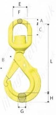 GrabiQ LKBK Swivel Safety Hook Dimensions