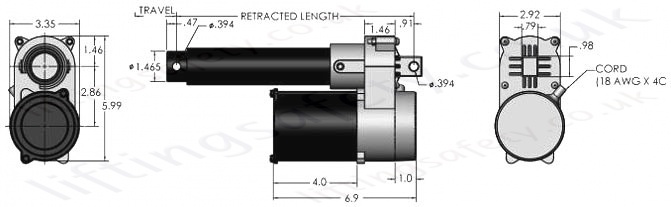 LS 25 26 and 28 Linear Actuators Dimensions