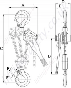 Tiger TLH11 Lever Hoist 10000kg Dimensions Tiger TLH11 Lever Hoist 10000kg Dimensions