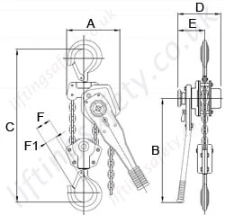 Tiger TLH11 Lever Hoist 6000kg Dimensions Tiger TLH11 Lever Hoist 6000kg Dimensions