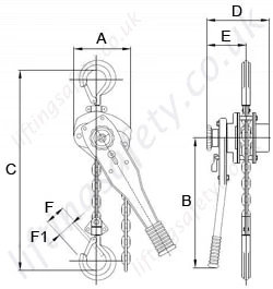 Tiger TLH11 Lever Hoist 750kg To 3000kg Dimensions Tiger TLH11 Lever Hoist 750kg To 3000kg Dimensions
