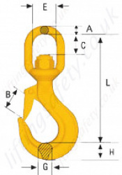 Grade 8 Swivel Latch Hook LKN Dimensions