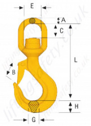 Grade 8 Swivel Latch Hook LKNK Dimensions