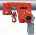 Hadef UL-EH Premium Ultra Low Headroom Electric Chain Hoist with Geared Travel Trolley. Range 1,000kg to 40,000kg