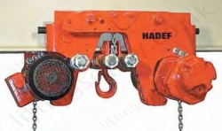 Hadef EHS Ultra Low Headroom Electric Chain Hoist with Geared Travel Trolley. Range 500kg to 3,200kg