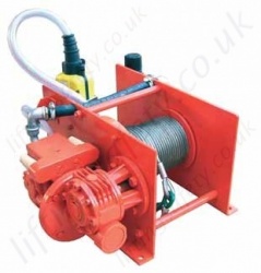 Hadef 43/86-P "Liftboy" Pneumatic Wire Rope Winch, Range from 250kg to 2,000kg