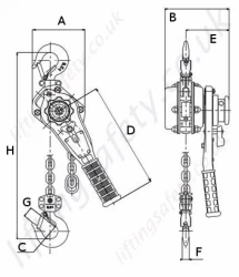 Hadef 53 07 Ratchet Hoist Dimensions