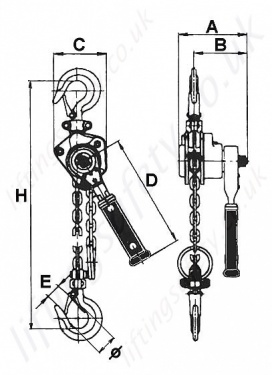 Hadef 25 05 Professional Ratchet Lever Hoist Dimensions