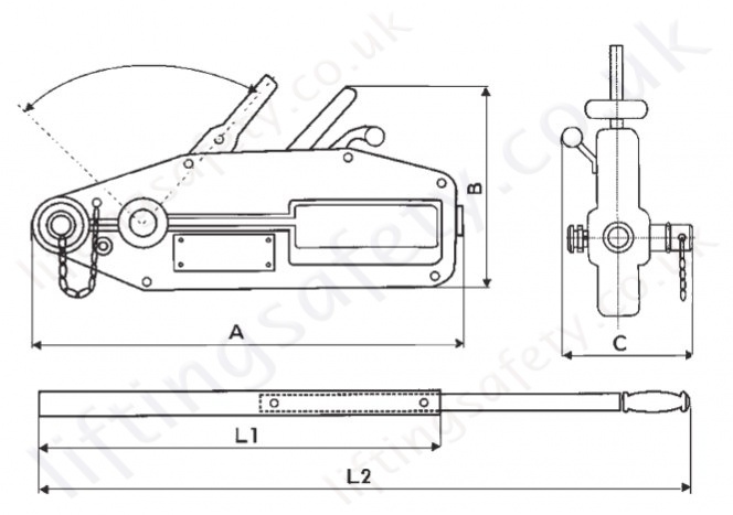 Hadef 147 05 Wirerope Pull Hoist Dimensions