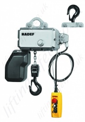 Hadef Professional 62/05 Electric Chain Hoist - Top Hook / Eye Suspended. Range 125kg to 2,000kg