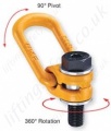 Yoke Bolt-on Metric Thread Swivel Lifting Points with Standard or Long Thread Lengths  - WLL Range 300kg to 20 tonnes