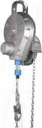 LiftingSafety Fall Arrest Inertia Reel Block with Retrieval/Rescue Hand Chain Wheel - Galvanised Cable - Options from 12 to 60 metres. 