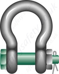 Green Pin Bow Shackle 2 Ton Galvanised Standard Pin Screw Recovery