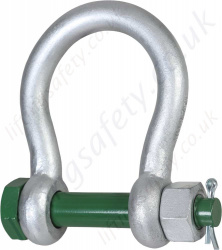 Green Pin G-4263 Wide Jaw Bolt Type Bow Shackle, Range from 750kg to 75 tonne