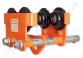Hackett manual push/push travel beam trolley.