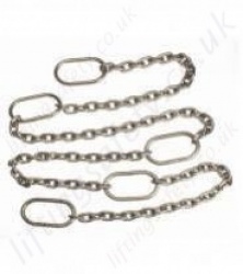 Grade 4 High Tensile Galvanised Pump Lifting Chain with Lifting Rings at 1m Intervals - WLL Range 300kg to 6000kg
