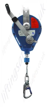 LiftingSafety Fall Arrest Inertia Reel Recovery Block, Plastic Housing, Steel Cable with Snap Hook - 18m