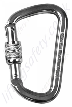 LiftingSafety Double Action Screwgate Aluminium Karabiner. Opening 20mm