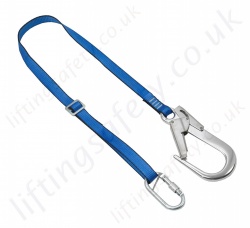LiftingSafety Adjustable Restraint Lanyard with Screwgate Karabiner and Scaffold Hook - 1.5m or 2m length