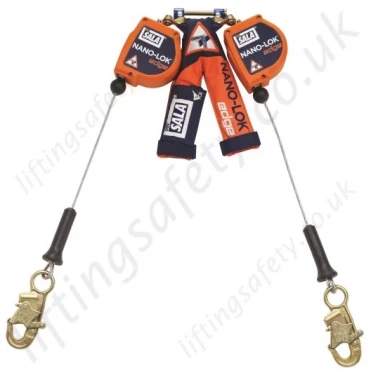 Sala Nano-Lok "Edge" Twin Leg, Self Retracting Lifelines, Cable 2.4m with Optional Fittings