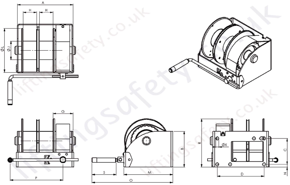 Double Drum Worm Gear Winch