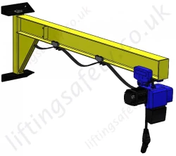 Wall Mount 'I' Beam Profile, Under-Braced Swing Jib Crane, Range: 80kg to 1000kg