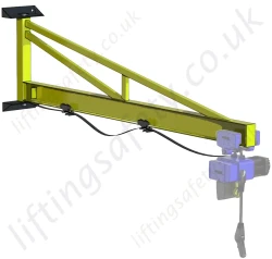 Wall Mount I Beam, Over-Braced Swing Jib Crane