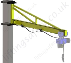 Clamp Mount I Beam, Over-Braced Swing Jib Crane