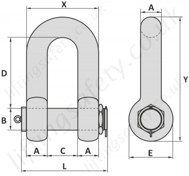 High Capacity Dee Shackle Dimensions