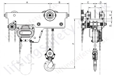 6 Ton Tiger Low Head Room Hoist And Trolley With Locking Device