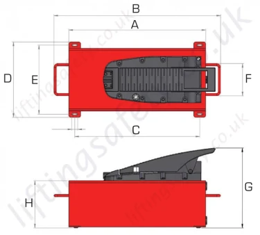 Air Driven Hydraulic Foot Pump Dimensions