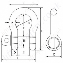 Black Bow Shackle Dimensions