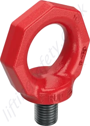 Grade 8 eye bolts with option of metric, pipe, UNC & BSW threads up to M48 or 2". 0.1 tonne to 8.0 tonne lifting capacity options.