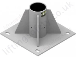 Centre mount floor socket attaches to concrete or steel structure.