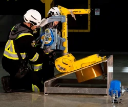 Angled Manhole Collar with Davit Arm and Fall Arrestor