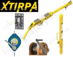 Complete wall mount davit kit, including arm, mast, base with optional fall arrestor and winch
