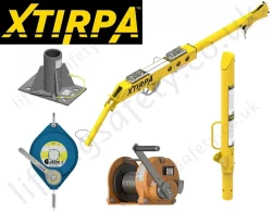 Complete floor mount davit kit, including arm, mast, base with optional fall arrestor and winch