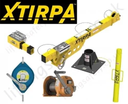 Complete floor mount davit kit, including arm, mast, base with optional fall arrestor and winch