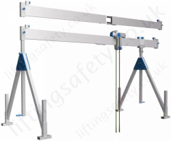 Adjustable Aluminium Lifting Gantry Crane with Single Split Top Beam, Capacity 500kg or 1000kg
