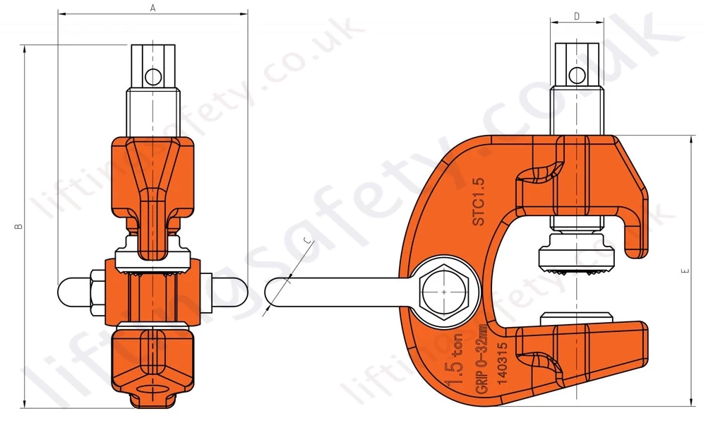 Tiger Csc Screw Cam Clamp Dimensions