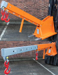 Fork Mounted Height and Length Adjustable Extending Jib - Capacities from 200kg to 5000kg 